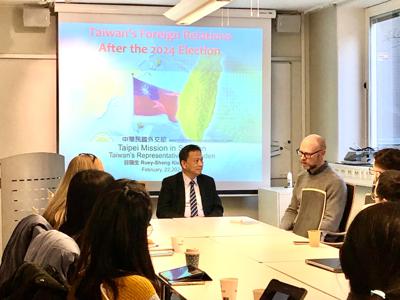 谷大使瑞生於2024年2月22日應邀赴「斯德哥爾摩大學全球亞洲中心」以「台灣大選後之對外關係」發表專題演講