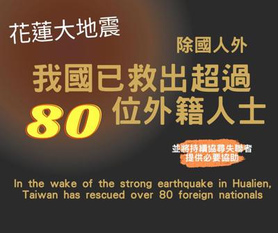 Taiwan's earthquake rescuing has done swiftly and effectively!
