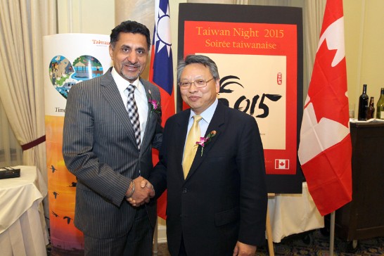 Amb. Bruce Linghu, Representative of Taipei Economic and Cultural Office in Canada and Honourable Bal Gosal, Minister of State for Sports
