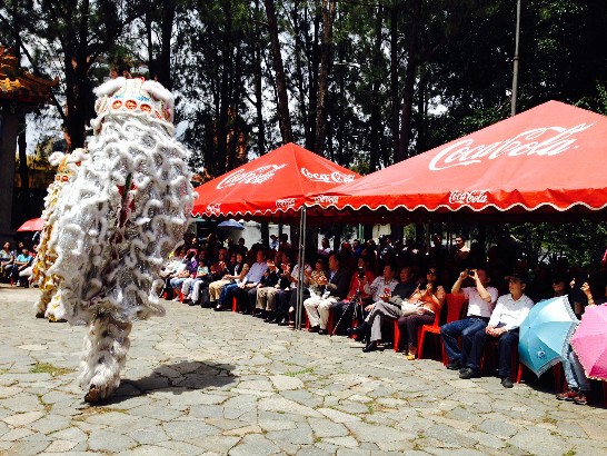 華僑總會龍獅團表演舞獅一角