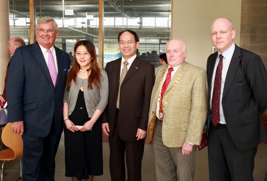  Pictured at IT Sligo's Enterprise &amp; Innovation Week, were; (l-r) Ray MacSharry, Chairman of the Institute's Governing Body; IT Sligo Research Student Hui-Wen Cheng; Representative Harry Tzeng; Cathaoirleach (Speaker) of Sligo County Council, Councillor Michael Fleming; and Head of Development and Business Operations at IT Sligo, Gordon Ryan.