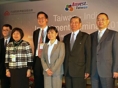 “Business with Taiwan” Conference was held in New Delhi on February 21, 2011. From right to left are Chairman Yu-Cheng Chiao of Winbond Electronics Corp, Honorary President Theodore Huang of TECO Group, Minister Christina Liu of Council for Economic Planning and Development, Chairman Kwang-Chin Ting of CX Technology Corporation, Chairperson Susan Chang, Bank of Taiwan.