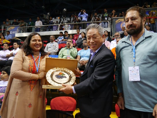 Amb. Tien Chung-Kwang and Dr. Alaknanda Ashok, from Badminton Association of India (BAI).