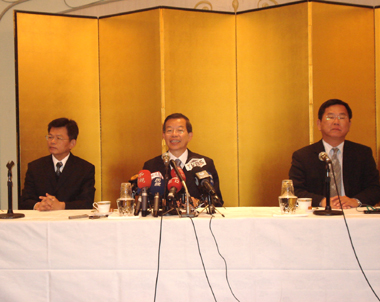 民進党の謝長廷・総統候補、離日に先立ち記者会見を開催