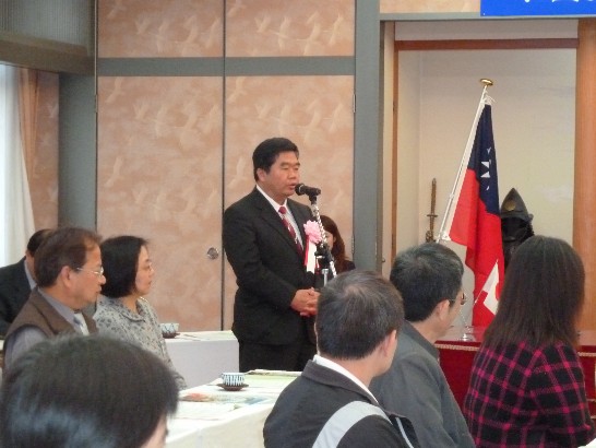 駐福岡辦事處戎義俊處長（總領事）以締約見證人身分致詞祝勉雙方友誼長存並促進交流。