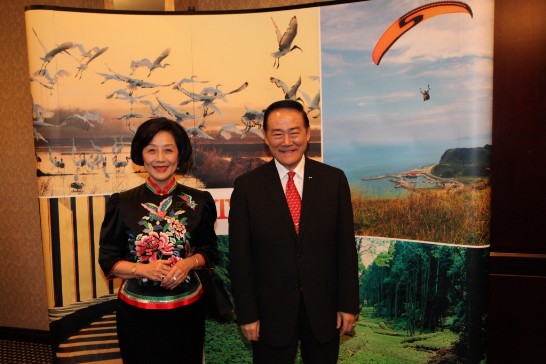 Amb.Ko and Madame Ko are waiting for the guests at the entrance of the Dining Hall