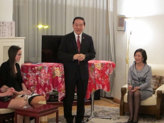 Amb. Ko delivered a welcome speech to guests