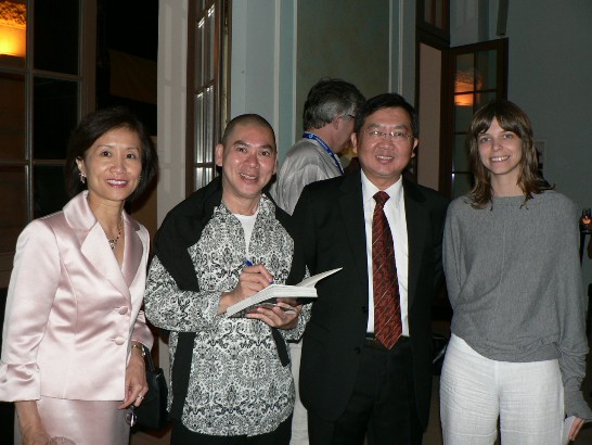 Tsai Ming-liang (second from left) posed at the reception held by Era New Horizons Film Festival and Taipei Economic &amp; Cultural Office