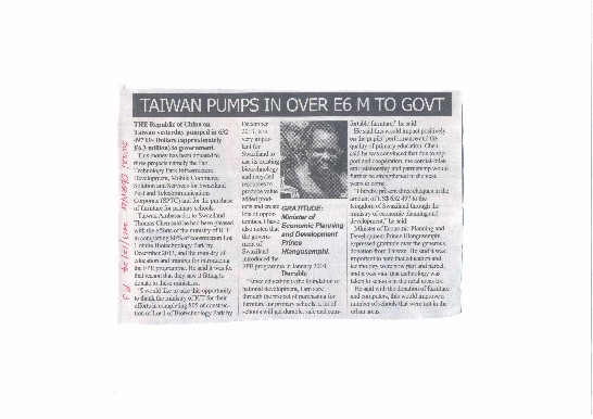 陳大使經銓於12月23日代表政府捐贈史國生物科技園區等三項援助