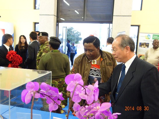 2014年8月30日國際商展陳大使經銓歡迎史國Chief Magudvulela參觀台灣館