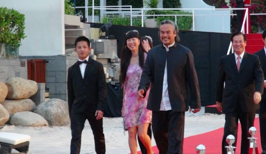 台灣「賽德克巴萊」飾演中年莫那魯道的林慶台、飾演巴萬的林源傑、中影公司協理李良玉及駐泰國代表處新聞組長兼發言人陳志寬等出席