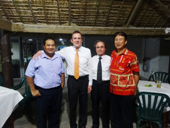 相片由右至左依序為萬家興大使、巴西大使Eduardo Gradilone、荷蘭大使Robert Willem Zaagman、吐瓦魯外交部次長Temate Melitiana