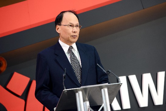 The Taiwan Excellence Showcase comes to Westfield London from 3 to 7 September 2014 to exhibit the highest quality Taiwanese consumer products to shoppers. Representative Liu gives a speech at the opening ceremony on September 5, 2014.  