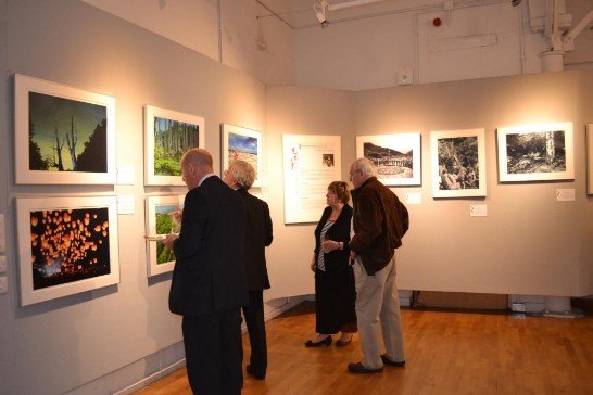 觀眾聚精會神欣賞攝影作品