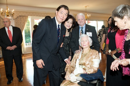 From left, Representative and Mrs. Lyushun Shen, Mr. Joseph McCain, and Ms. Roberta McCain, front, wife of the late Admiral John S. McCain, Jr. and mother of Senator John McCain (R-AZ), at the 103rd National Day celebration of the Republic of China (Taiwan) at the Twin Oaks Estate.