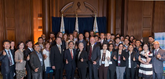 Group photo taken at the partnership certificate award ceremony of Cities Clean Air Partnership (CCAP) at EPA Green Room on August 11, 2015.