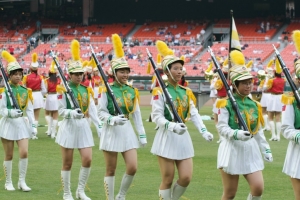 Taipei First Girl's High School Honor Guard performs before a Washington Nationals baseball game in R.F.K. stadium on July 3, 2006.