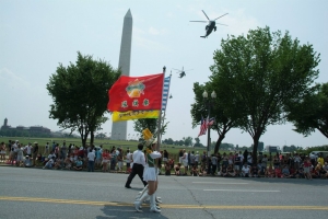 Taipei First Girl's High School Honor Guard marches down Constitution Avenue during the 2006 Independence Day Parade in Washington, D.C.