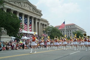 Taipei First Girl's High School Band marches down Constitution Avenue during the 2006 Independence Day Parade in Washington, D.C.