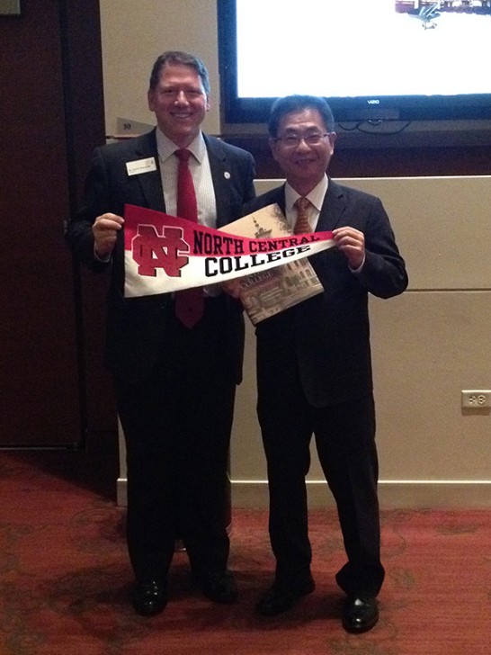 Consul General Baushuan Ger and President Troy Hammond of North Central College