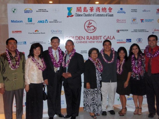 People from the right to left are Senator Rory Respicio, Mrs. Joleen Respicio,Mrs. Annette Ada,Senator Tony Ada, Mrs. Josephine Ada, Senator Thomas Ada, Director General Paul Wang, Mrs. Wang and Vice President Fong Wu 