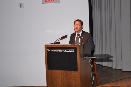 Director General of the Taipei Economic and Cultural Office in Houston Ambassador. Daniel Liao gives remarks to the audience before the screening of the Taiwanese film” You are the Apple of My Eye.”