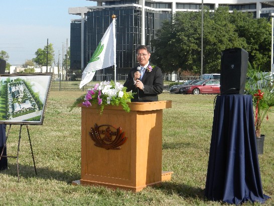Director General Daniel gives remarks at the ground-breaking ceremony of Buddhist Tzu Chi Foundation Southern Region Phase II construction