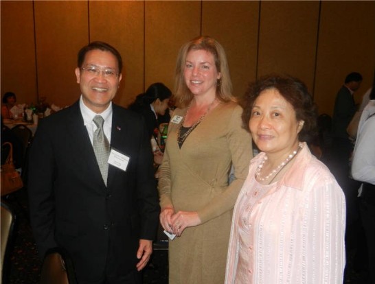 Director General Liao and Director Sara Wu join Austin College President Marjorie Hass 