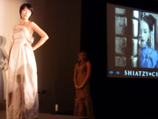 Taiwan Fashion and Whisky tasting reception-Model demonstrates Shiatzy Chen dress