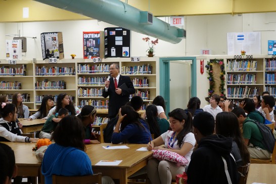 Director General Philip Wang serves as a One-day Principal in West Miami Middle School on Nov. 20, 2013.