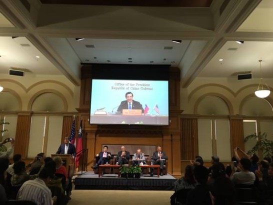 President Ma Ying-jeou spoke via live video feed at Stanford's Center on Democracy, Development and the Rule of Law (CDDRL) on June 2, 2015