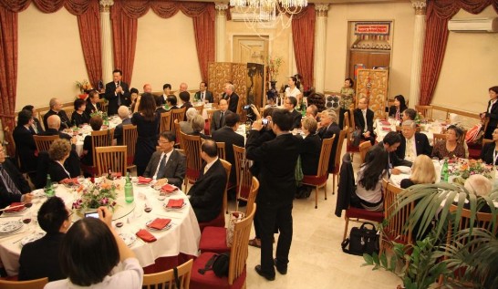 Ambassadors Larry Wang and John Lai celebrate Dr. Lee’s appointment
