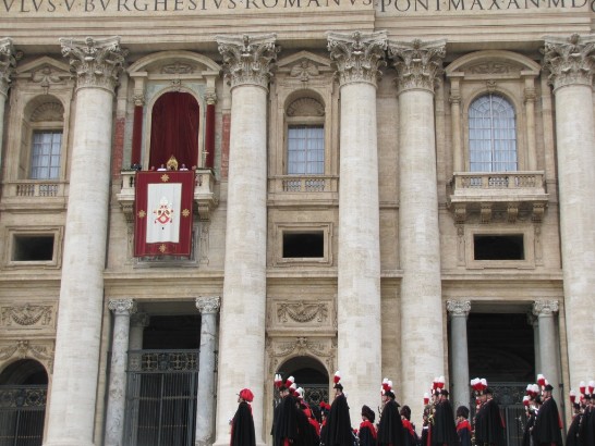 An overview of the Pope’s central balcony where He delivered his message.