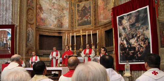 Fr. Michele Wu (middle) co-celebrates Chinese New Year Mass with other 15 priests.