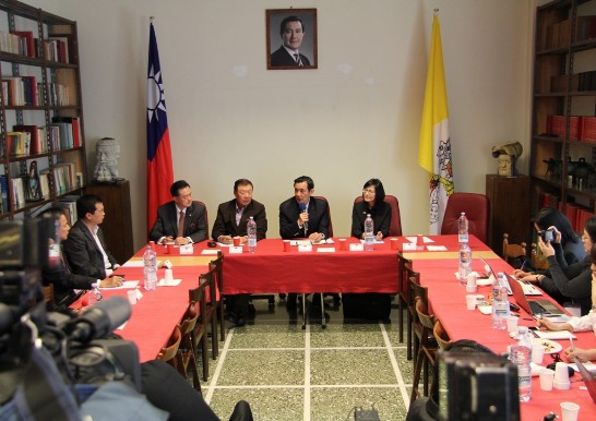President Ma during the press conference held inside the ROC Chancery to the Holy See.