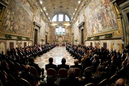 A glimpse of the Regia Hall inside the Apostolic Palace.