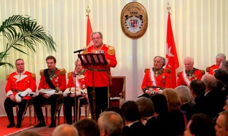 H.R.H. Fra’ Matthew Festing delivers his speech during the audience.