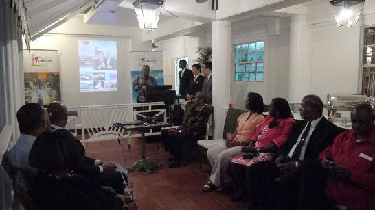 Parlimentary Member for Central Kingstown and Vice President of the New Democratic Party (NDP) Major St. Clair Leacock made a remark at the reception