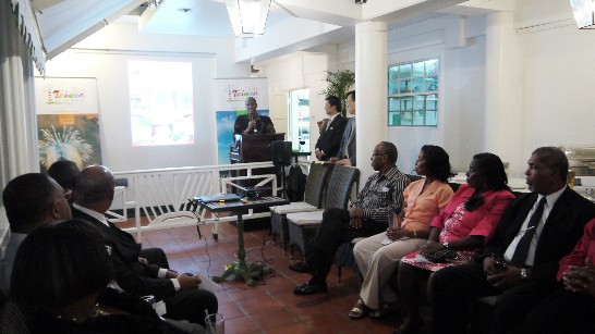 Minister of Foreign Affairs, Foreign Trade and Consumer Affairs Dr. Douglas Slater made a remark at the reception.