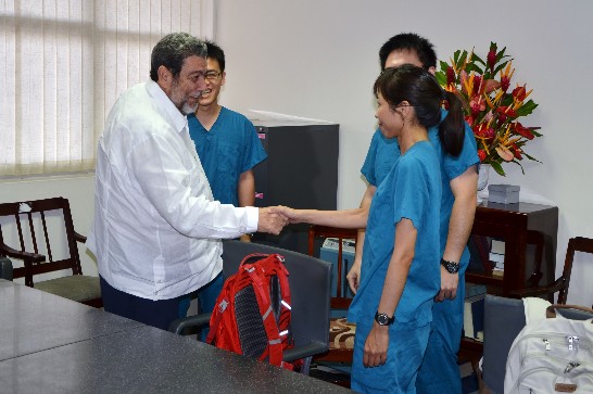 Dr. the Hon. Prime Minister Ralph Gonsalves warmly welcomed a medical team of seven from Taiwan's Chunghua Christian Hospital.