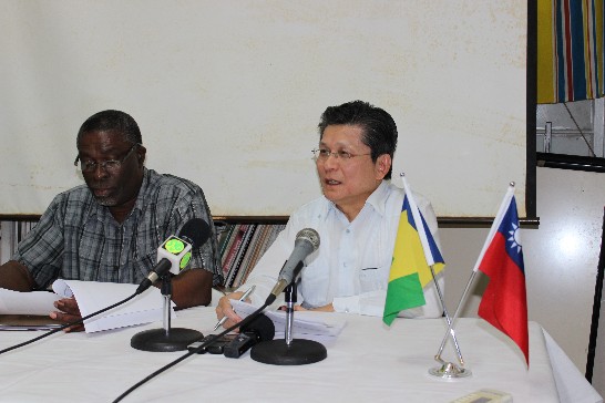 ROC (Taiwan) Ambassador Weber Shih and SVG Health Minister Clayton Burgin delivered remarks at Handing Over Ceremony for Medical Equipment and Supplies from ROC (Taiwan) at Milton Cato Memorial Hospital 