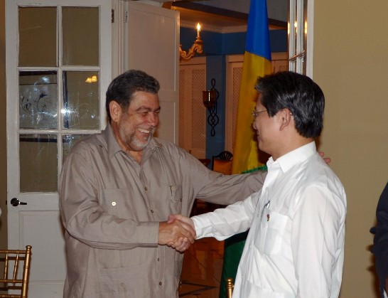 Dr. the Hon. Prime Minister Ralph E. Gonsavles and H.E. Ambassador Weber V.B. Shih