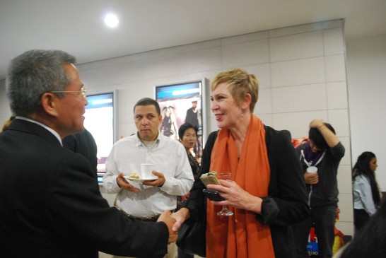 H.E. Michael Hsu entertains guests at the screening of "The story of Pi" in Pretoria on April 12, 2013.