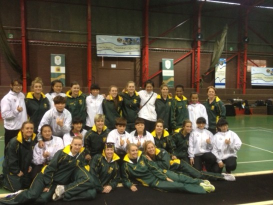 A group photo of the tug-of-war team of Taipei Jingmei Girls High School and the Free state team