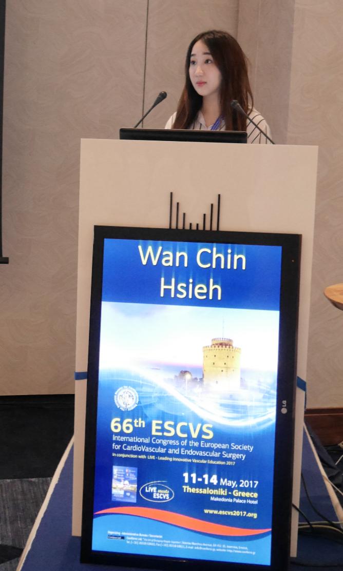 旅捷醫科留學生謝菀秦5月在歐洲心臟血管外科學會發表論文
