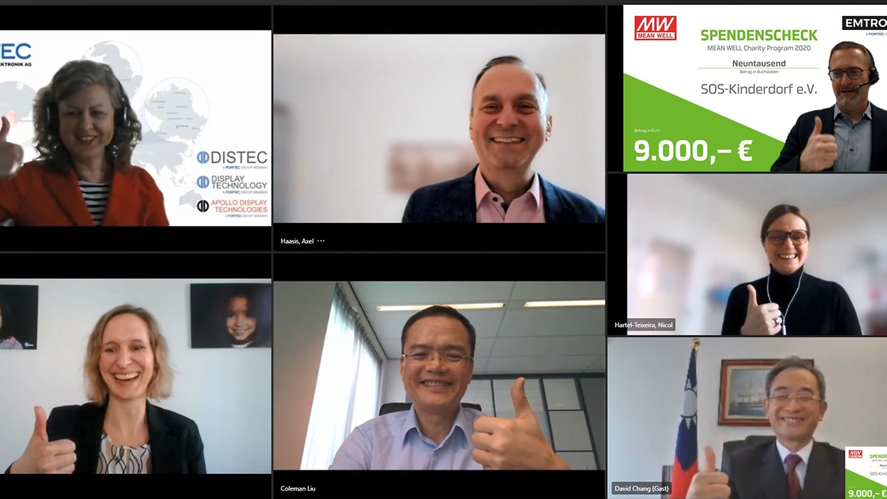 台灣明緯集團(MeanWell Group)與德國Emtrom Elektronic GmbH共同合作，於3月8日以線上捐贈方式，捐款Frankfurt SOS-Kinderdor育幼院，法蘭克福辦事處張處長維達應邀上線觀禮，見證台灣回饋國際社會之意願與能力。#TaiwanCanHelp, #TaiwanIsHelping，彰顯台灣之光!