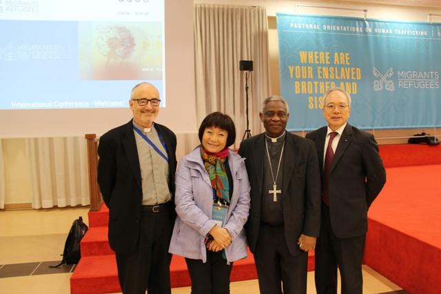 教廷舉辦國際研討會研商對抗人口販運策略，駐教廷大使李世明（右1）應邀致詞，勵馨基金會執行長紀惠容（左2）出席報告