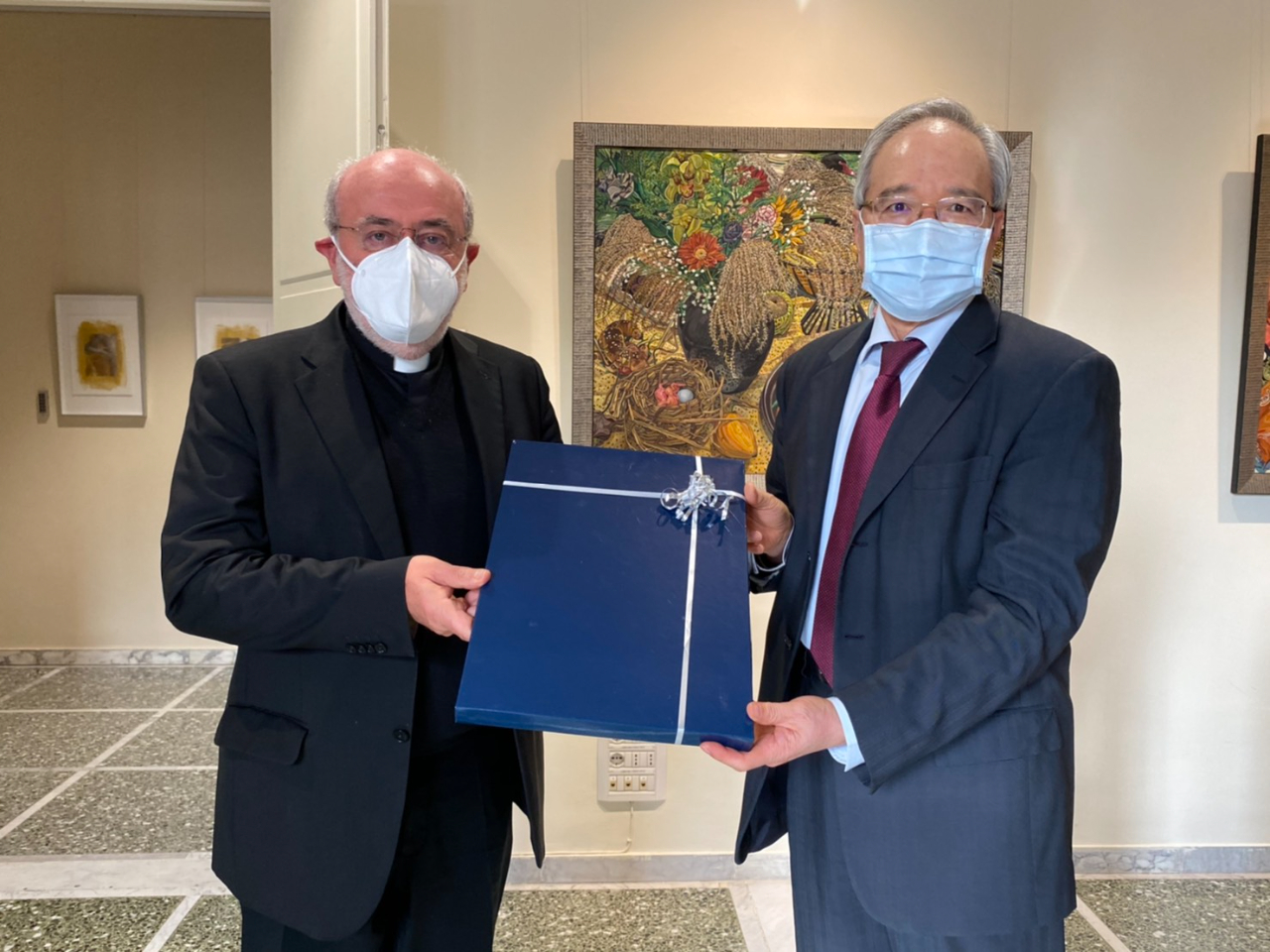 Welcome Don Mario Malloni with bro Francesco Giordani &amp; Jorge Isaac Navas Guevara visiting this Embassy.
