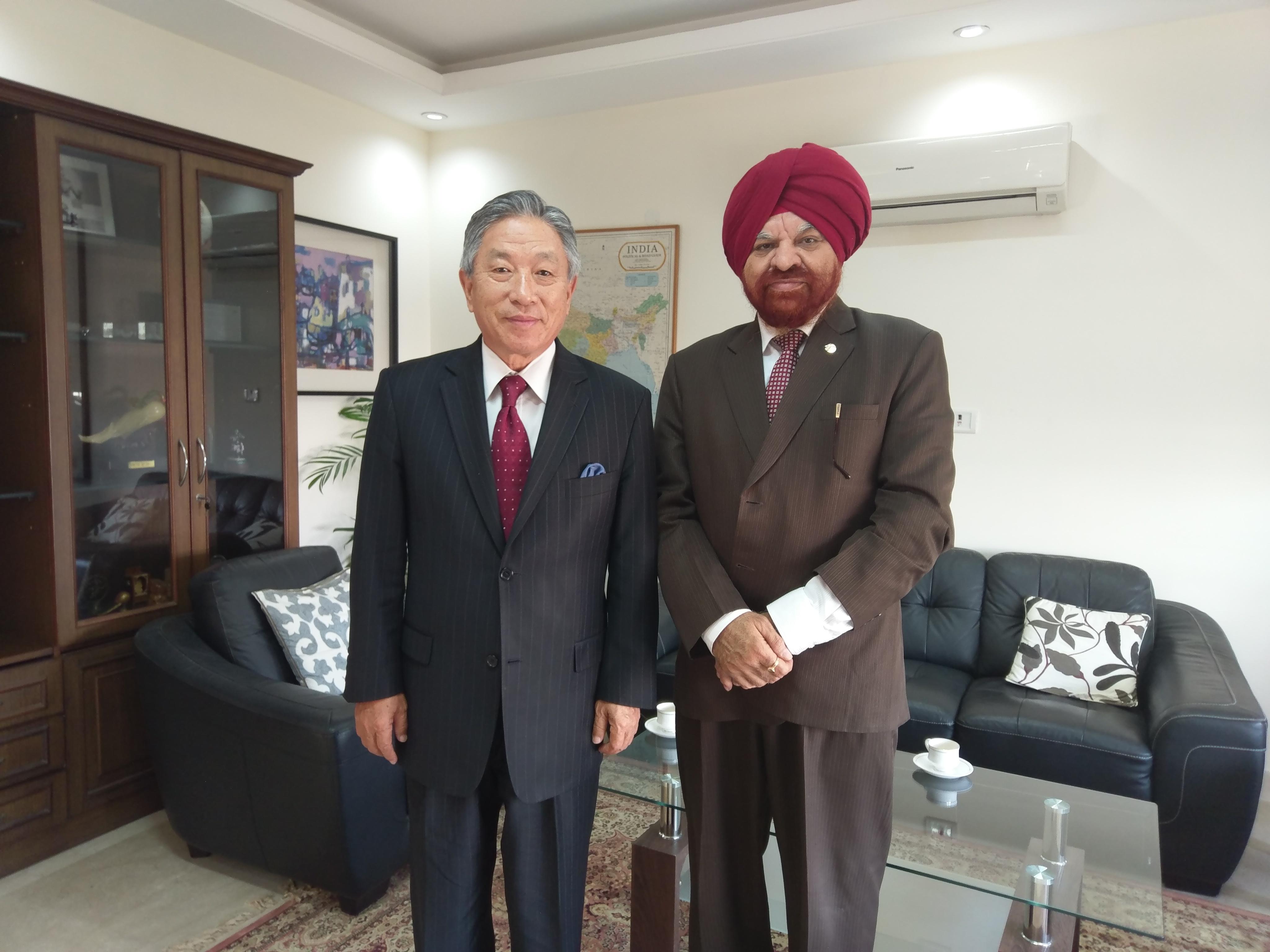 Amb. Tien(Left) met Prof. Singh(Right).