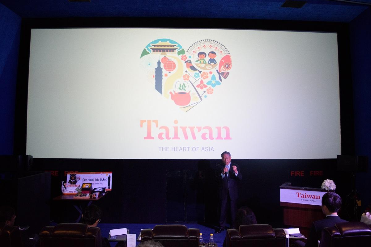 Amb. Tien gave opening remarks before the screening of “Beyond Beauty: Taiwan from Above,” an environment-conscious documentary filmed by late Taiwanese director Chi Po-lin.